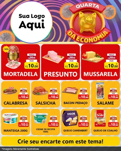 Modelo de Rede Social para Feed Instagram com o tema Quarta da Economia para Frios e Laticínios