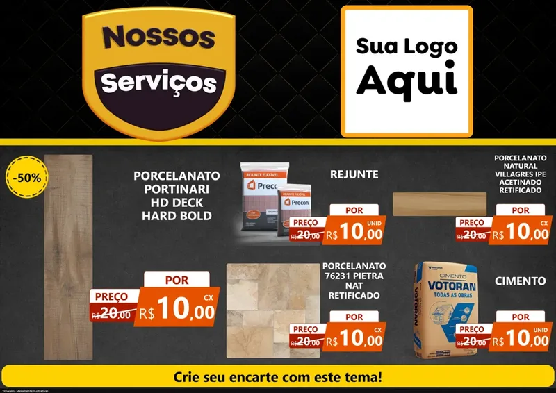 Modelo de Encarte para Encarte A4 Horizontal com o tema Nossos Serviços para Pisos e revestimentos