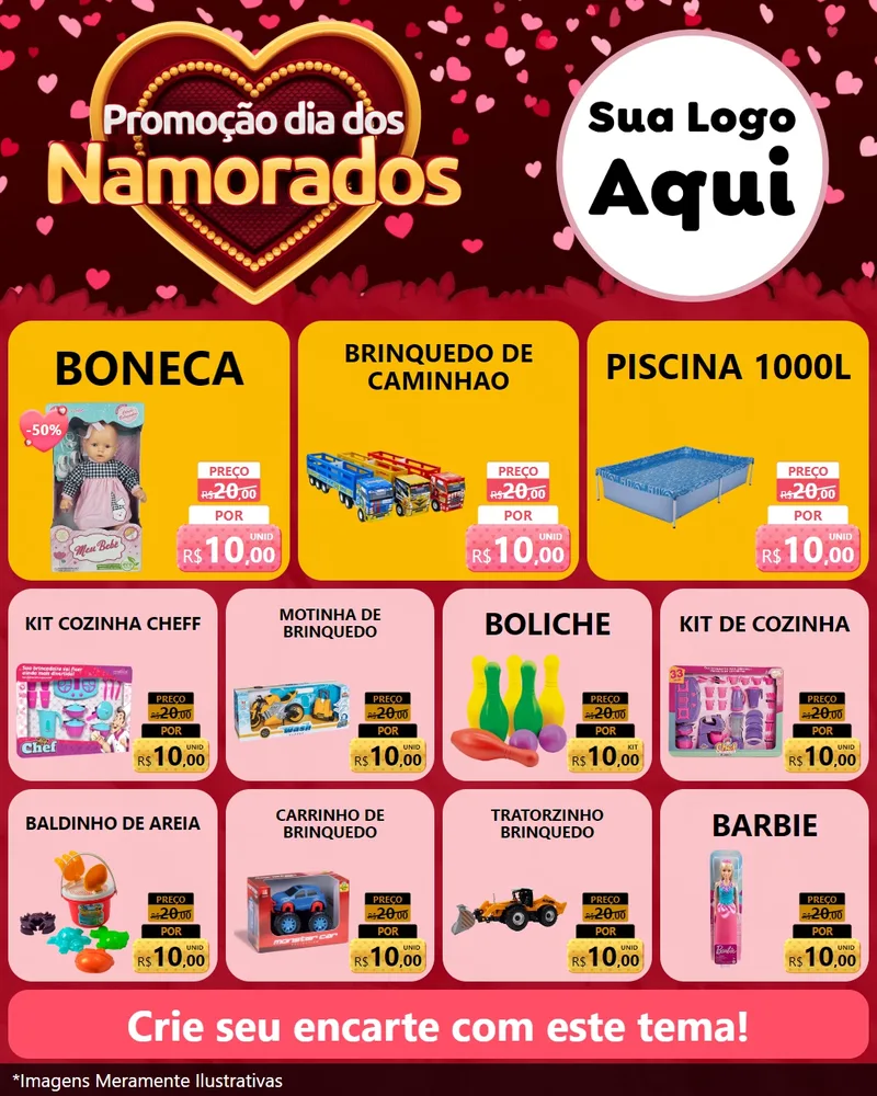 Modelo de Rede Social para Feed Instagram com o tema Promoção Dia Dos Namorados para Brinquedos