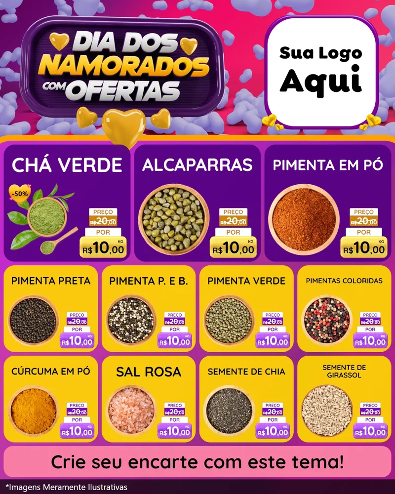 Modelo de Rede Social para Feed Instagram com o tema Dia Dos Namorados Com Ofertas para Produtos Naturais