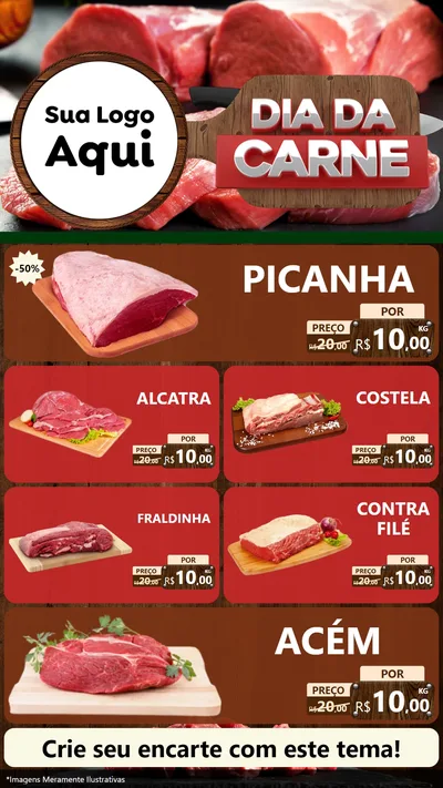 Modelo de TV para TV Vertical com o tema Dia da Carne para Açougue