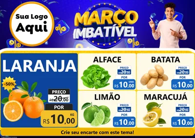 Modelo de Encarte para Encarte A4 Horizontal com o tema Março Imbatível para Hortifrúti