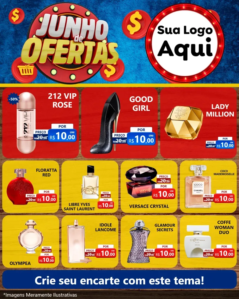 Modelo de Rede Social para Feed Instagram com o tema Junho de Ofertas para Perfumes