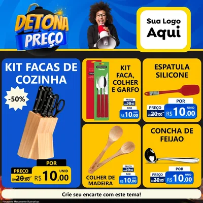 Modelo de Rede Social para Feed Facebook com o tema Detona Preços para Utilidades Domésticas