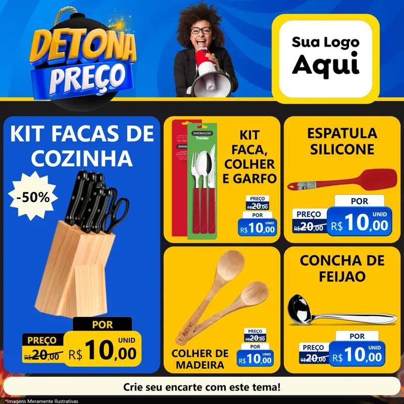 Modelo de Rede Social para Feed Facebook com o tema Detona Preços para Utilidades Domésticas