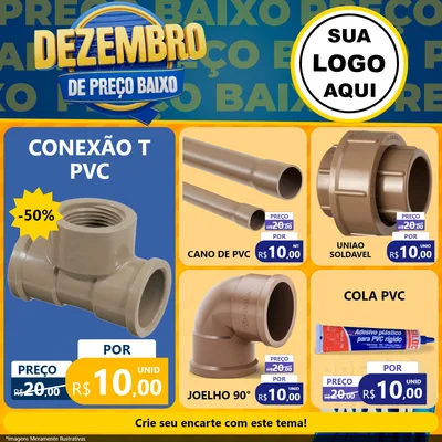 Modelo de Rede Social para Feed Facebook com o tema Dezembro de Preço Baixo para Tubos e conexões