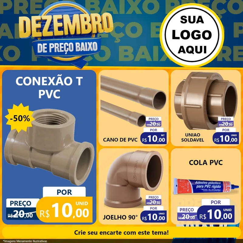 Modelo de Rede Social para Feed Facebook com o tema Dezembro de Preço Baixo para Tubos e conexões