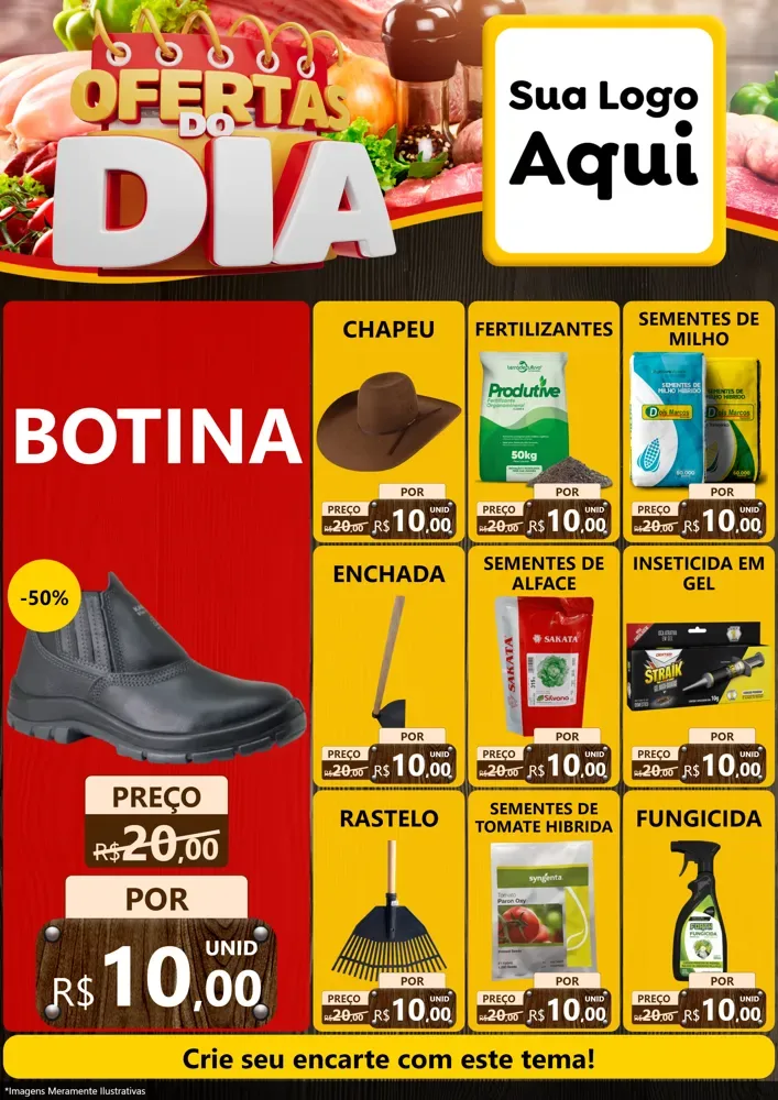 Modelo de Encarte para Encarte A4 Vertical com o tema Ofertas do Dia para Agropecuária