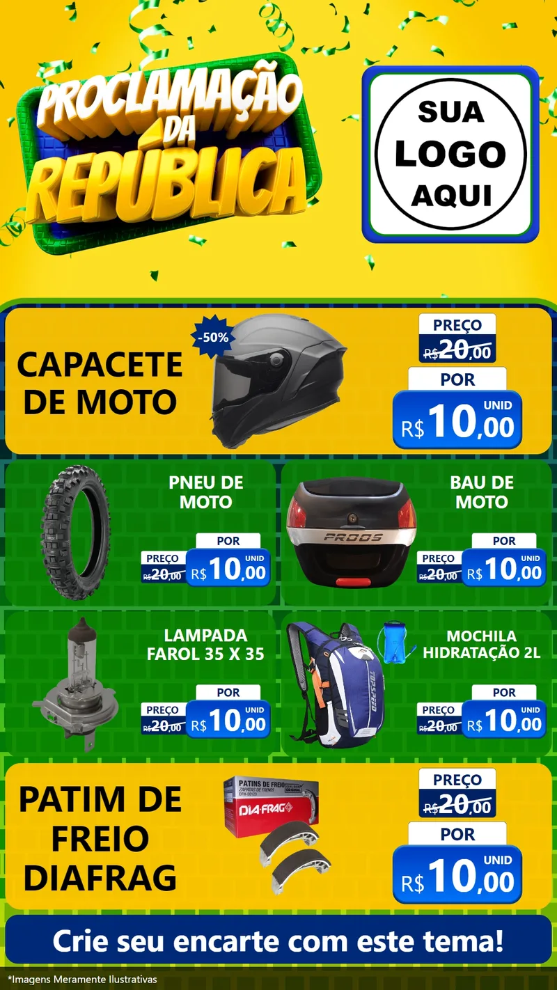 Modelo de TV para TV Vertical com o tema Proclamação da República para Moto peças