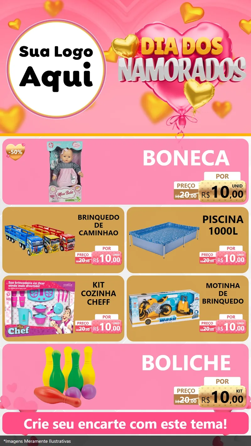 Modelo de TV para TV Vertical com o tema Dia dos Namorados para Brinquedos
