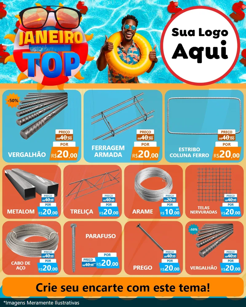 Modelo de Rede Social para Feed Instagram com o tema Janeiro Top para Ferragens