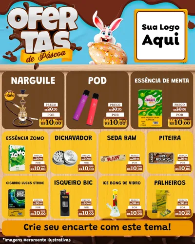 Modelo de Rede Social para Feed Instagram com o tema Ofertas de Páscoa para Tabacaria