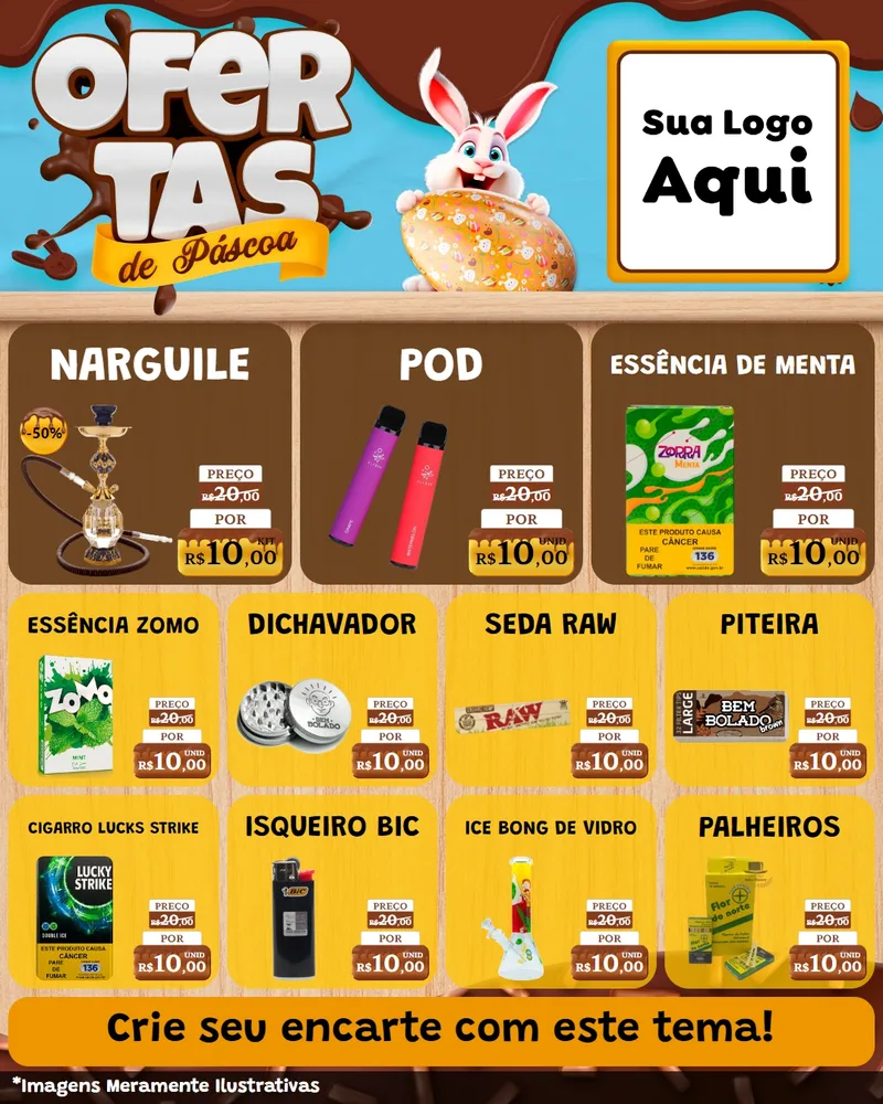 Modelo de Rede Social para Feed Instagram com o tema Ofertas de Páscoa para Tabacaria
