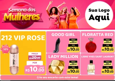 Modelo de Encarte para Encarte A4 Horizontal com o tema Semana das Mulheres para Perfumes