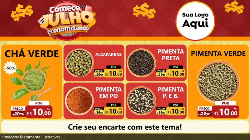 Modelo de TV para TV Horizontal com o tema Comece Julho Economizando para Produtos Naturais