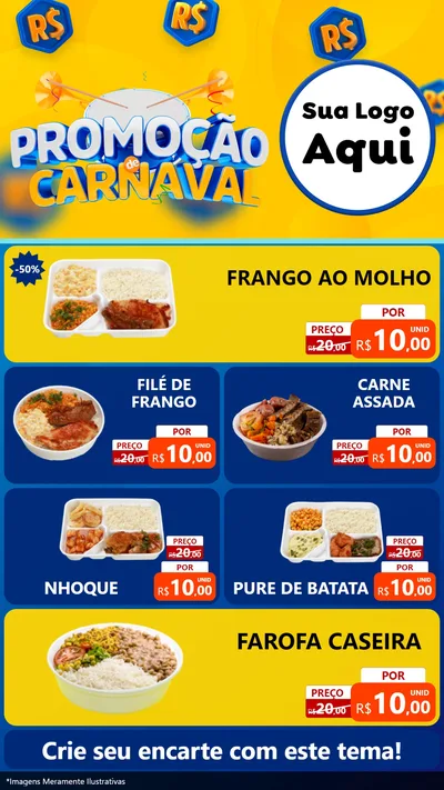 Modelo de TV para TV Vertical com o tema Promoção de Carnaval para Restaurante