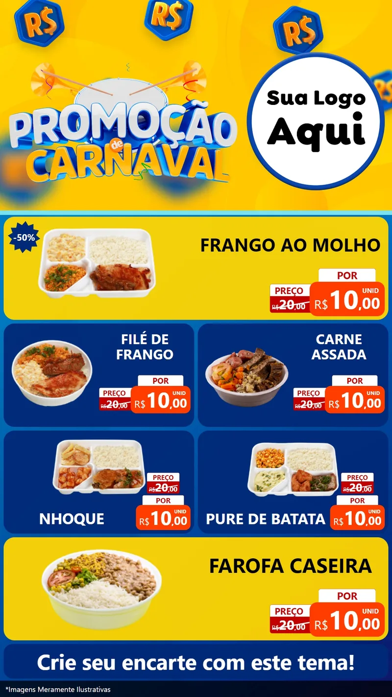 Modelo de TV para TV Vertical com o tema Promoção de Carnaval para Restaurante