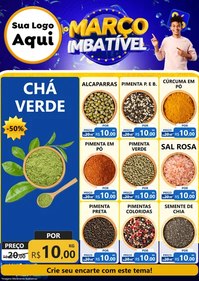 Modelo de Encarte para Encarte A4 Vertical com o tema Março Imbatível para Produtos Naturais