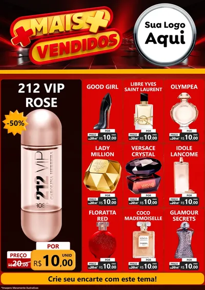 Modelo de Encarte para Encarte A4 Vertical com o tema Mais Vendidos para Perfumes