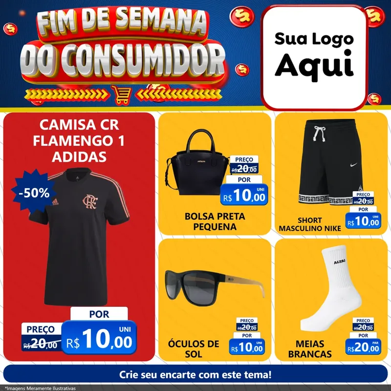 Modelo de Rede Social para Feed Facebook com o tema Fim de Semana do Consumidor para Roupas e acessórios