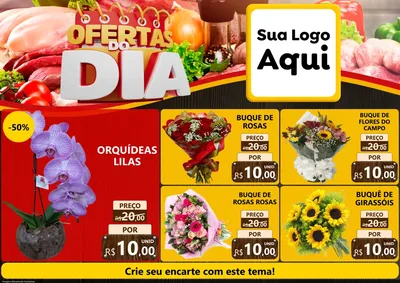 Modelo de Encarte para Encarte A4 Horizontal com o tema Ofertas do Dia para Floricultura e jardim