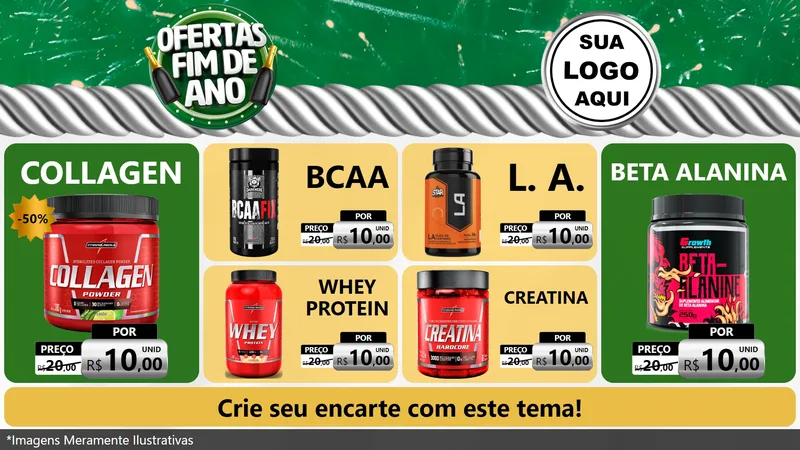 Modelo de TV para TV Horizontal com o tema Ofertas Fim de Ano para Suplementos alimentares