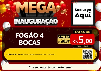 Modelo de Cartaz para Cartaz A4 Horizontal com o tema Mega Inauguração para Móveis e Eletro