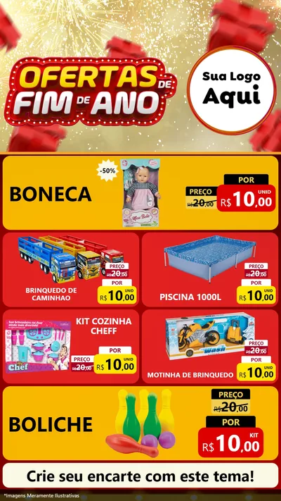 Modelo de TV para TV Vertical com o tema Ofertas de Fim de Ano para Brinquedos