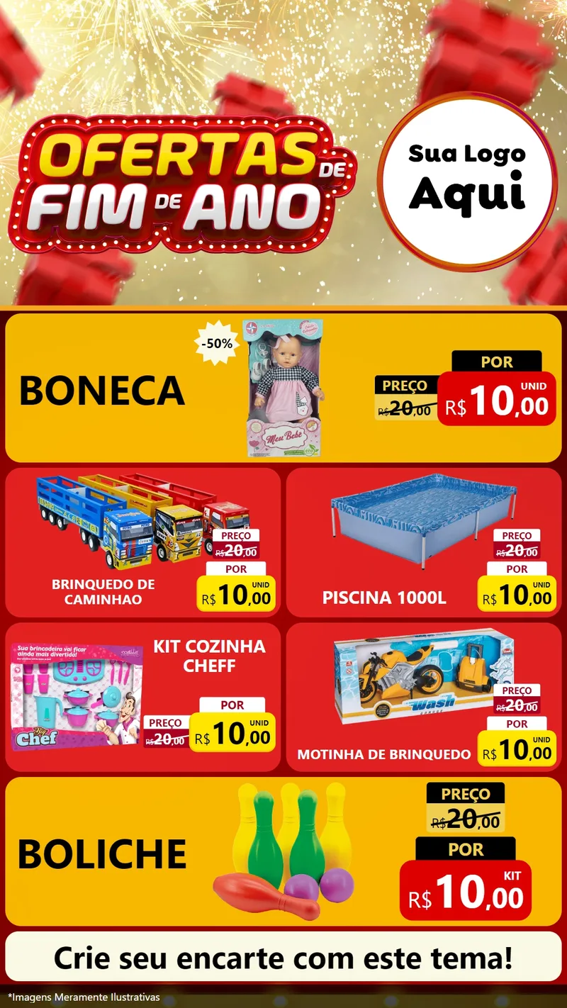 Modelo de TV para TV Vertical com o tema Ofertas de Fim de Ano para Brinquedos