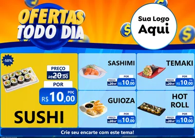 Modelo de Encarte para Encarte A4 Horizontal com o tema Ofertas Todo Dia para Comida japonesa