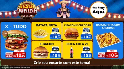 Modelo de TV para TV Horizontal com o tema Festa Junina Ofertas para Hamburgueria