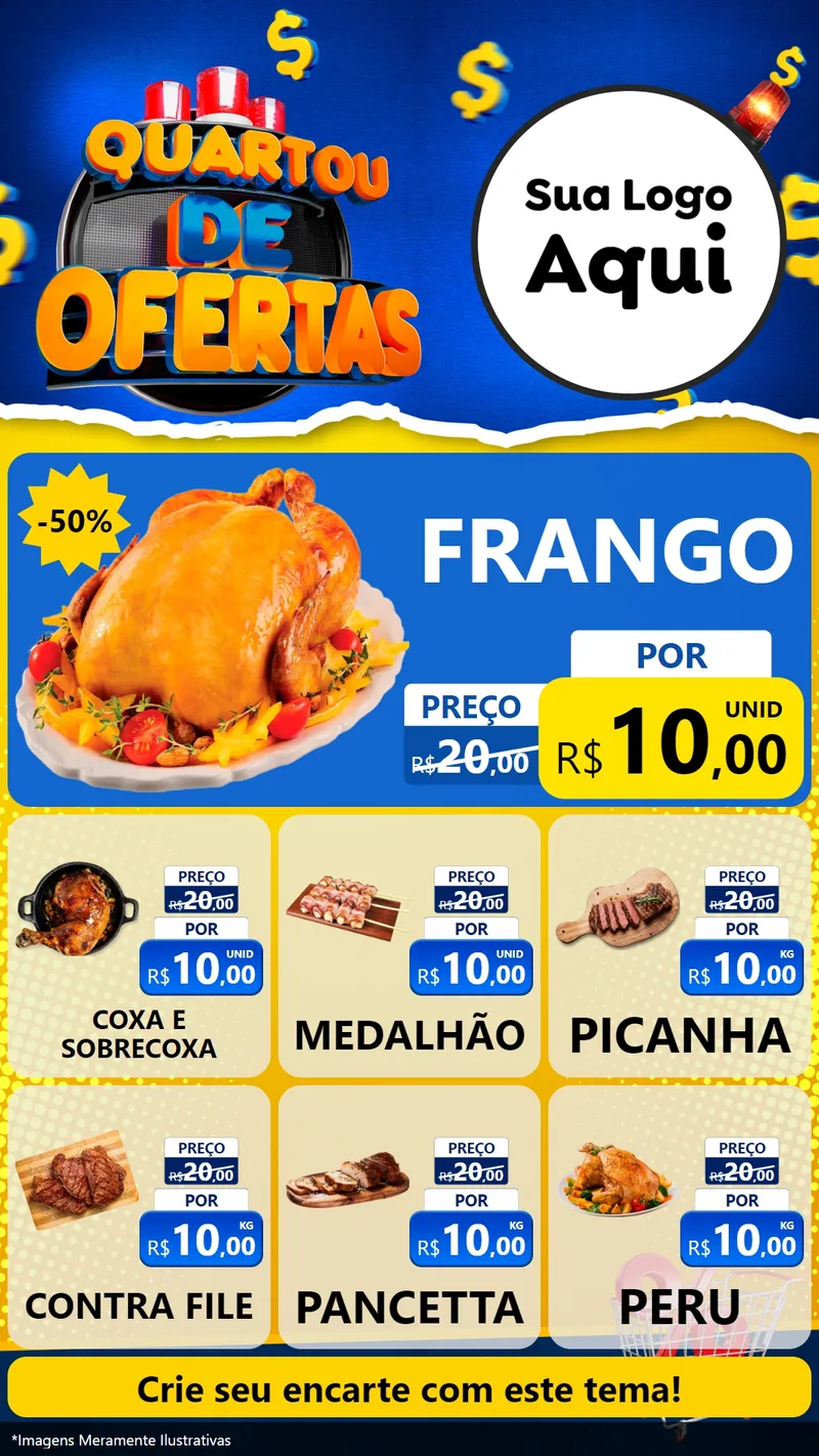 Modelo de Rede Social para Stories com o tema Quartou de Ofertas para Assados