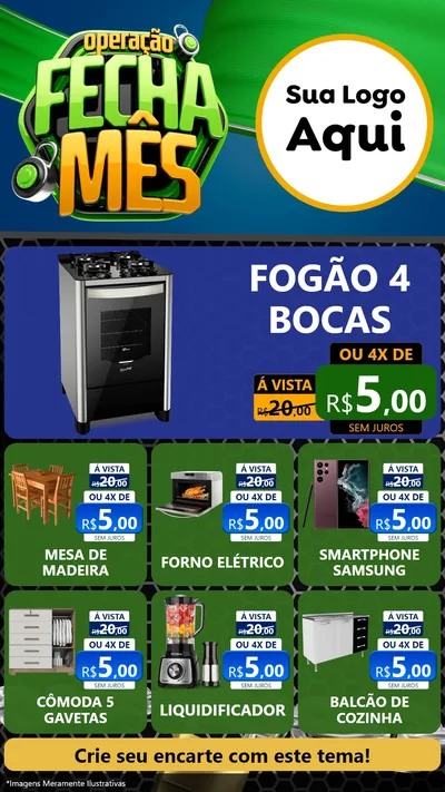 Modelo de Rede Social para Stories com o tema Operação Fecha Mês para Móveis e Eletro