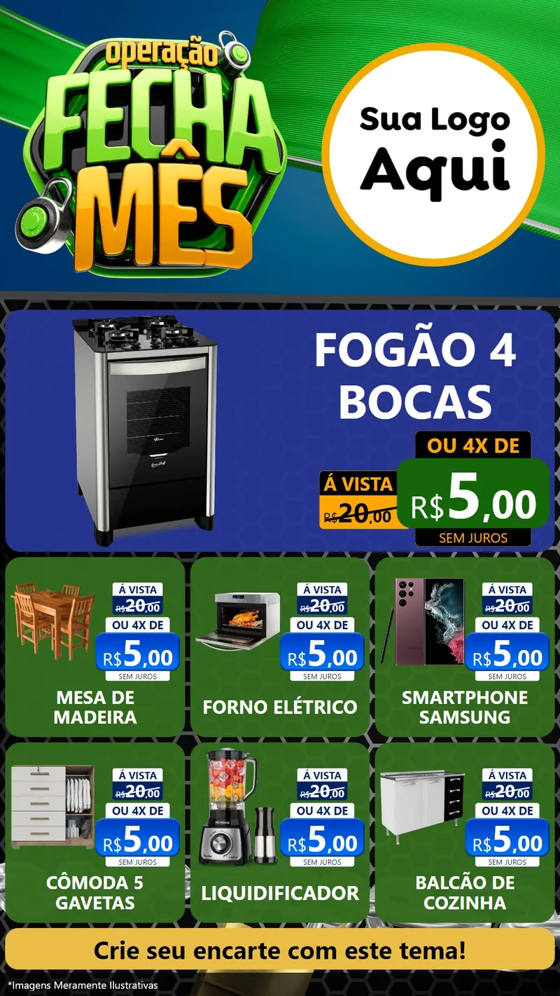 Modelo de Rede Social para Stories com o tema Operação Fecha Mês para Móveis e Eletro