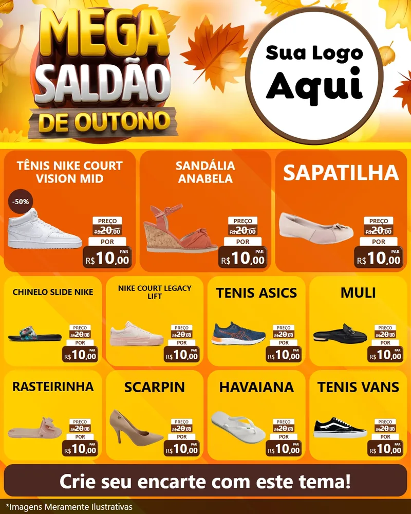 Modelo de Rede Social para Feed Instagram com o tema Mega Saldão de Outono para Calçados