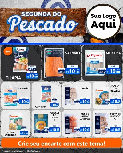 Modelo de Rede Social para Feed Instagram com o tema Segunda do Pescado para Peixaria