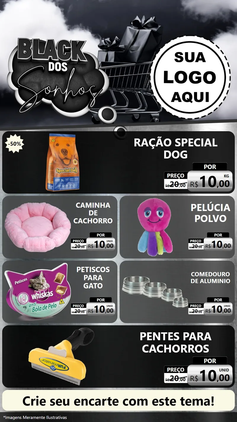 Modelo de TV para TV Vertical com o tema Black dos Sonhos para Pet Shop