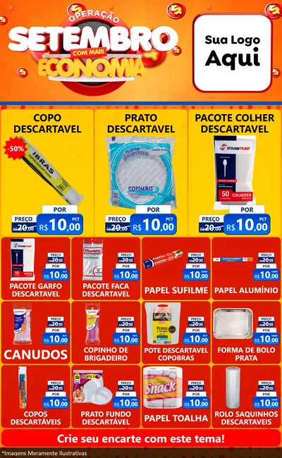 Modelo de Encarte para Encarte Grande com o tema Operação Setembro Com Muita Economia para Embalagens