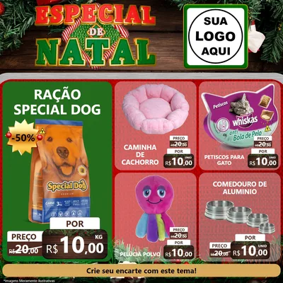 Modelo de Rede Social para Feed Facebook com o tema Especial de Natal para Pet Shop