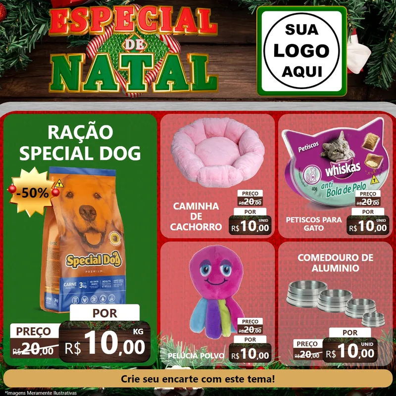 Modelo de Rede Social para Feed Facebook com o tema Especial de Natal para Pet Shop