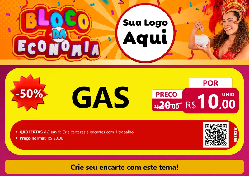 Modelo de Cartaz para Cartaz A4 Horizontal com o tema Bloco da Economia para Água e gás