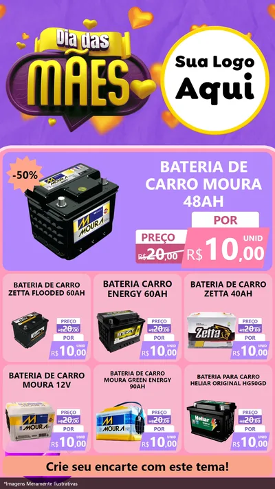 Modelo de Rede Social para Stories com o tema Dia das Mães para Baterias Elétricas