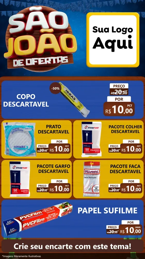 Modelo de TV para TV Vertical com o tema São João Ofertas Imbatíveis! - Junina para Embalagens