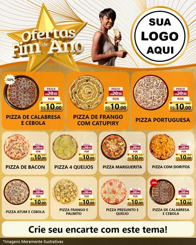 Modelo de Rede Social para Feed Instagram com o tema Ofertas Fim de Ano para Pizzaria