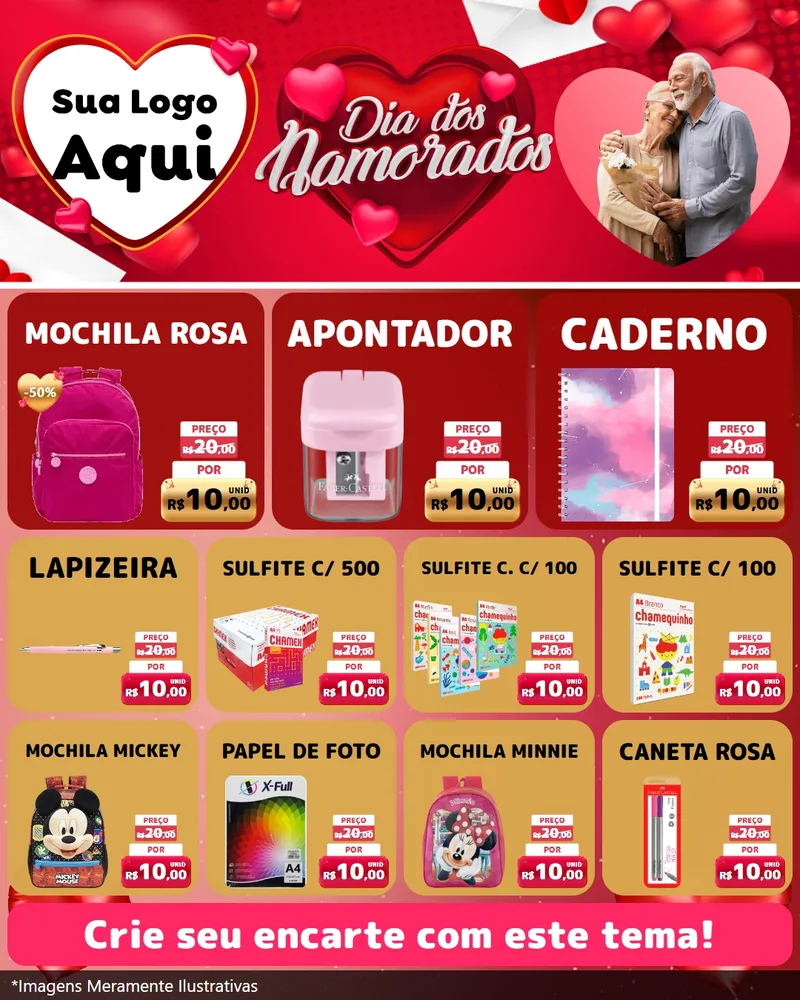 Modelo de Rede Social para Feed Instagram com o tema Dia Dos Namorados para Papelaria
