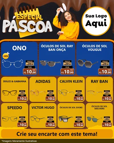 Modelo de Rede Social para Feed Instagram com o tema Especial Páscoa para Óticas