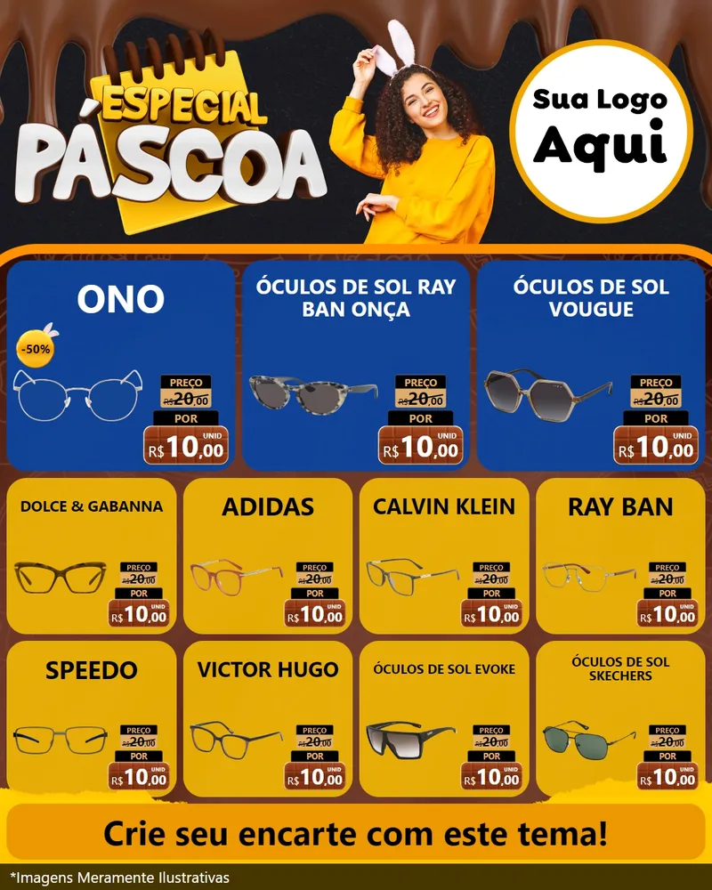 Modelo de Rede Social para Feed Instagram com o tema Especial Páscoa para Óticas