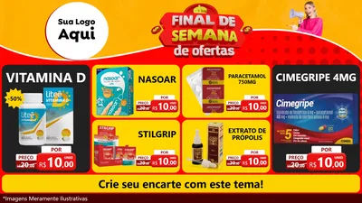 Modelo de TV para TV Horizontal com o tema Final de Semana de Ofertas para Farmácia
