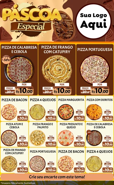 Modelo de Encarte para Encarte Grande com o tema Páscoa Especial para Pizzaria