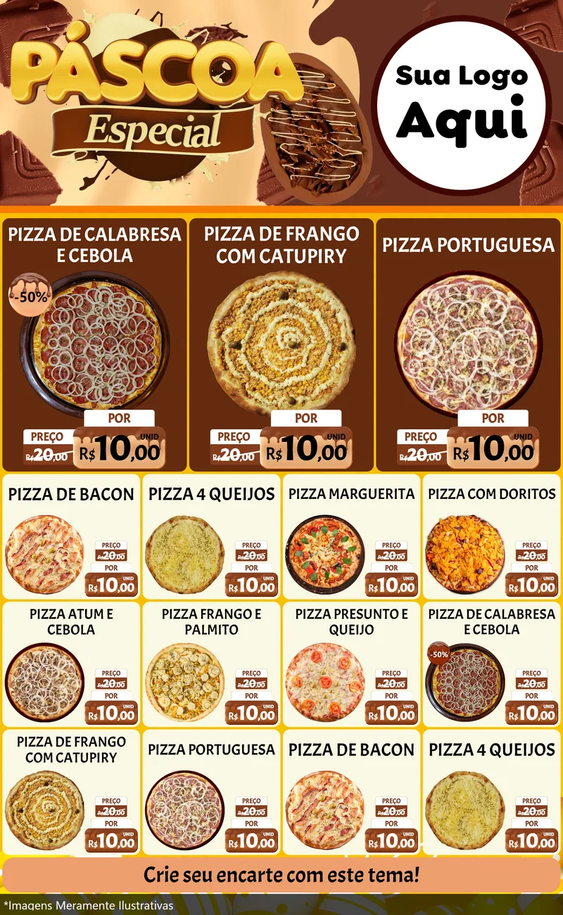 Modelo de Encarte para Encarte Grande com o tema Páscoa Especial para Pizzaria